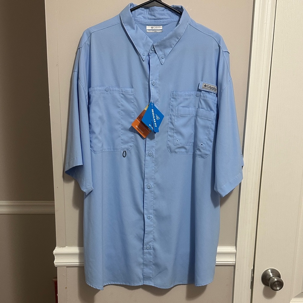 Columbia Men's Light Blue PFG OMINI-SHADE Short Sleeve activewear NWT! Sz XXL